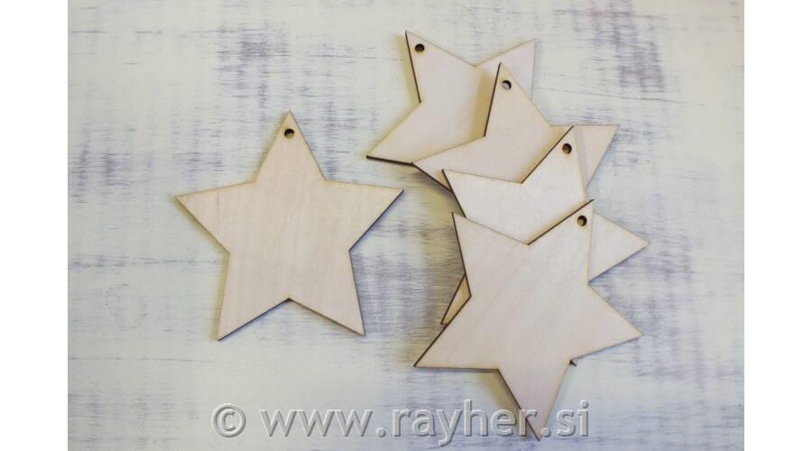Leseni okraski, zvezde, 10cm, set 5
