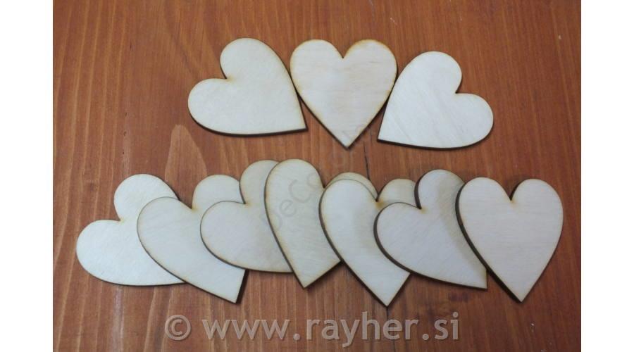 Leseni srčki, naravni, 4.5x5cm, set 10