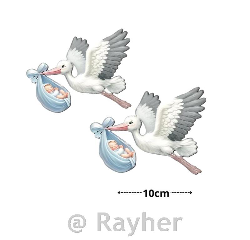 Drveni ukras, roda s bebom, plava, set 2