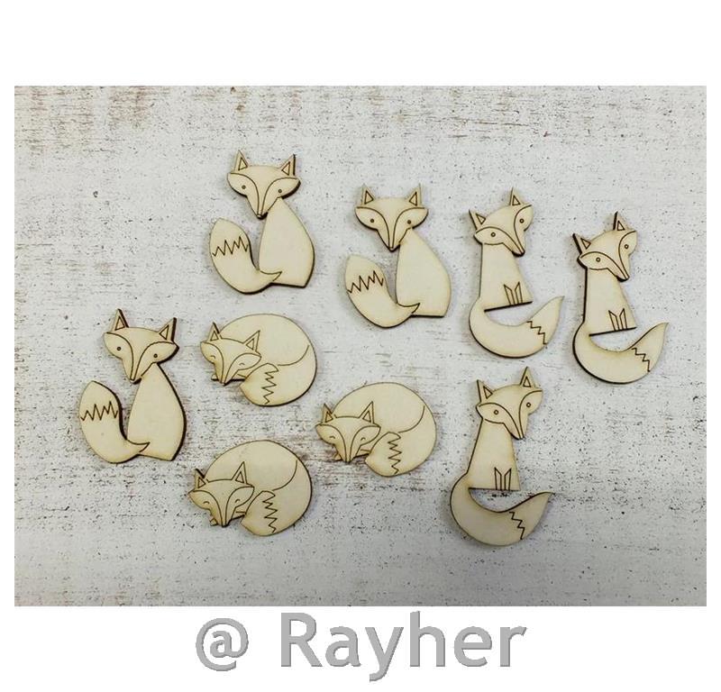 Drveni ukrasi lisice, set 9