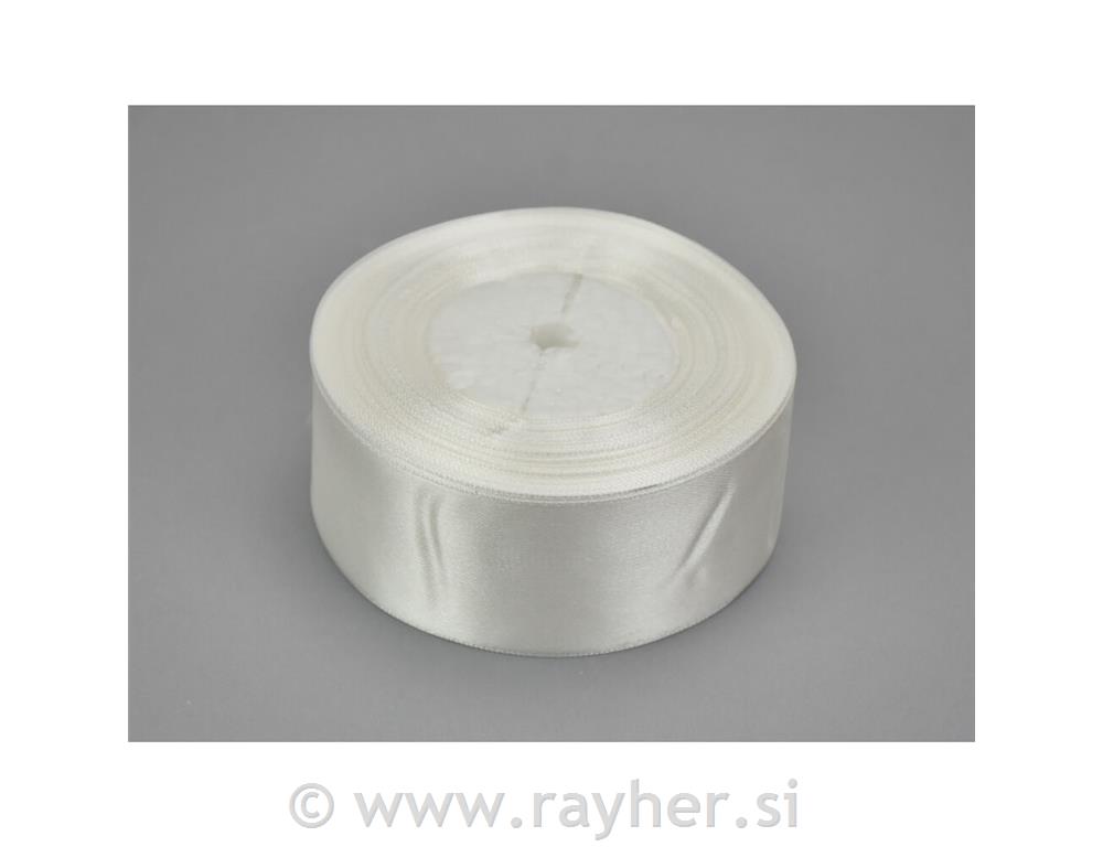 Saten traka, 4cm, 22m, bijeli