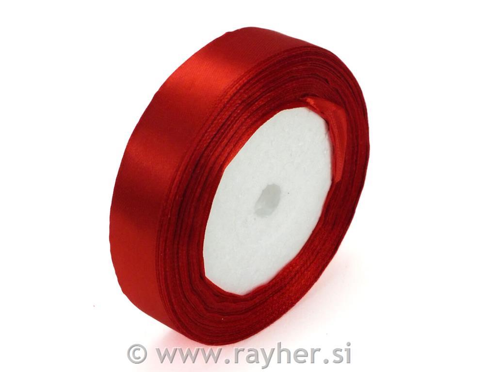 Saten trak, 2cm, 20m, rdeč