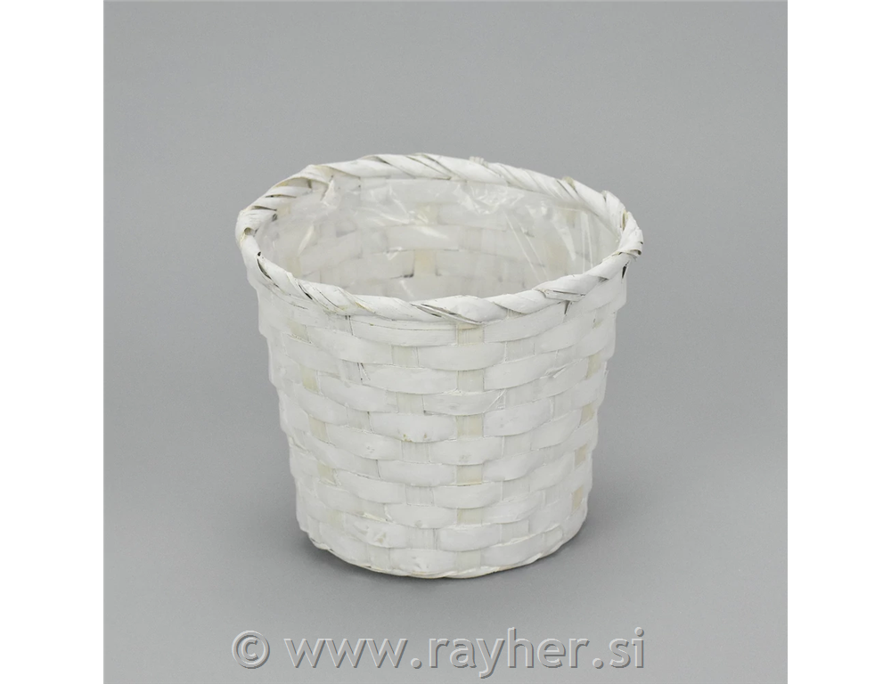 Košarica bela iz bambusa, 16 cm
