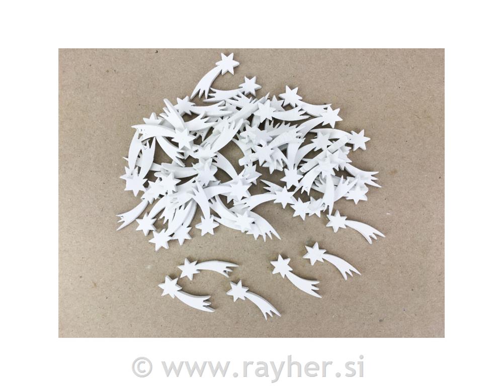 Drvene zvijezdice, bijele, 2.8cm, set 10
