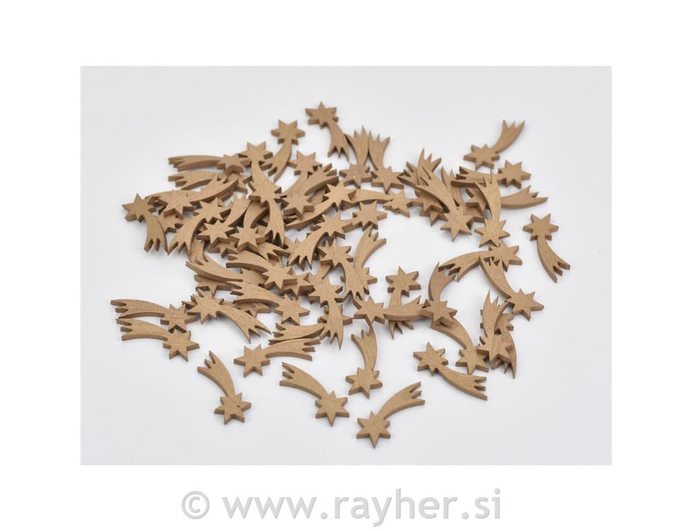 Lesene zvezde repatice, zlate, 2,8cm, set 10