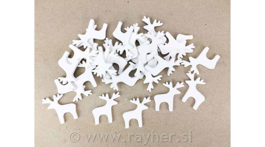 Drveni jeleni, bijeli, 3cm, set 10