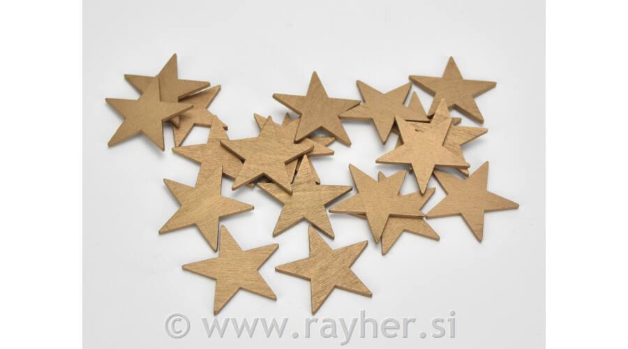 Drvene zvijezde, zlatne, 4.5cm, set 10