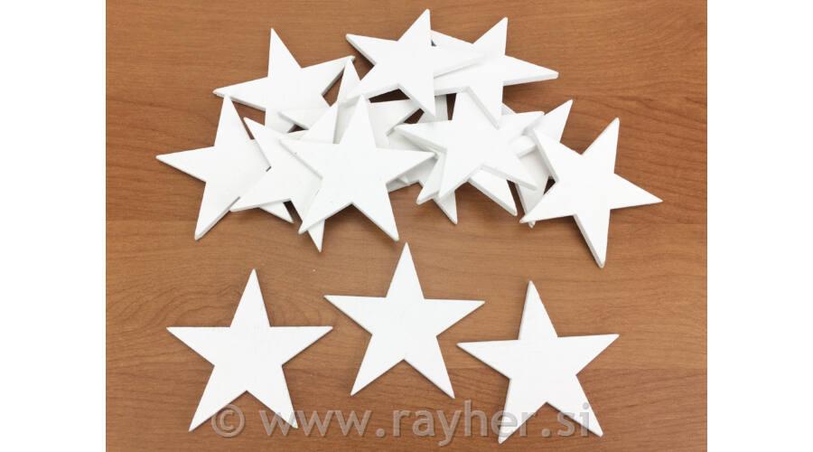 Drvene zvijezde, bijele, 5.5cm, set 5
