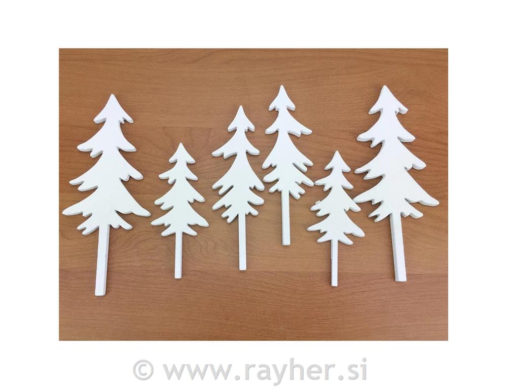 Drvene jelke, bijele – set 6