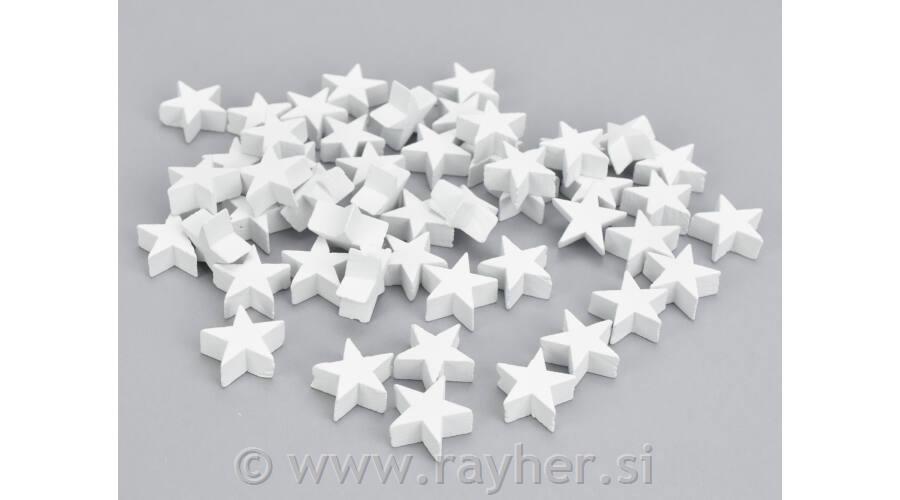 Drvene zvijezde, bijele, 2cm, set 10