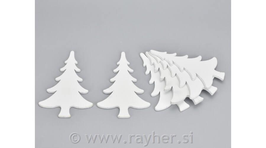 Drvene smreke bijele, 15x9,5 cm, set 6