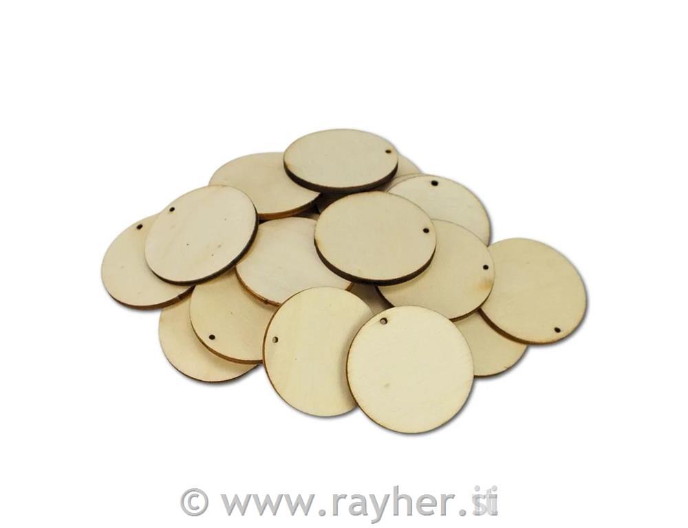 Drveni privjesak, prirodan, 4cm, set 10
