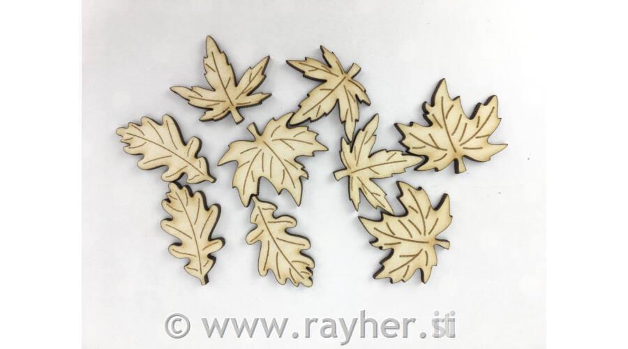 Drveni ukras, Lišće, 3,5cm, set 9