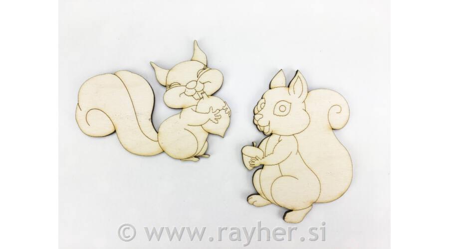 Drveni ukrasi, vjeverice, 8 cm, set 2