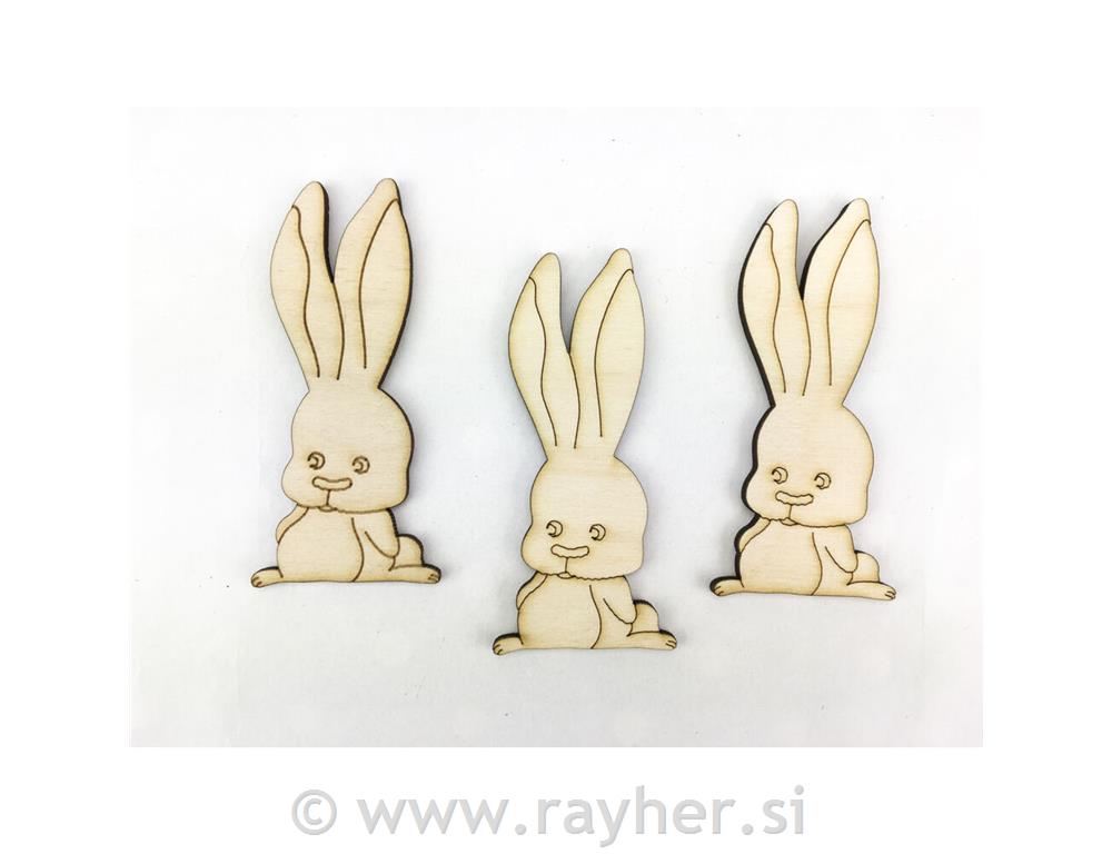 Drveni zečići, 8 cm, set 3
