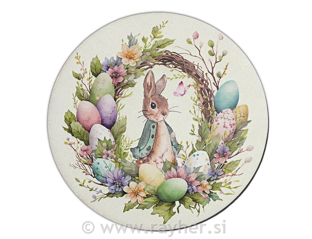 Drveni ukras, Zeko u vijencu, 11.8cm