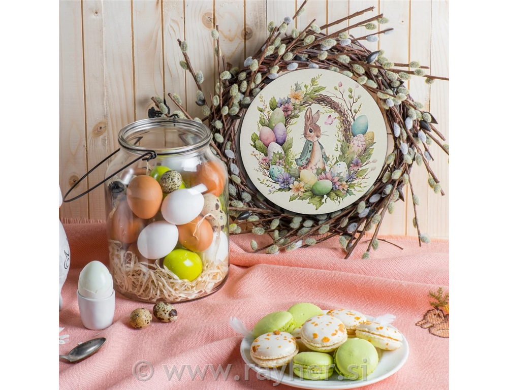 Drveni ukras, Zeko u vijencu, 11.8cm