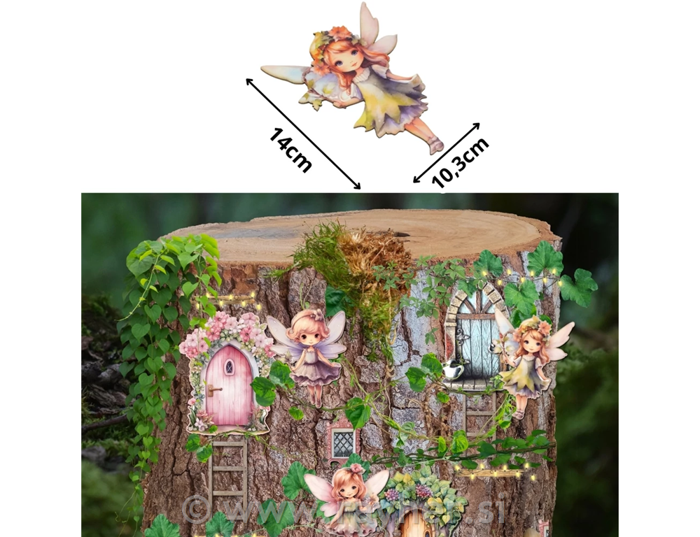 Printed decorative Fairy tale fairy,pistachio, 12,3 x 9,7 cm