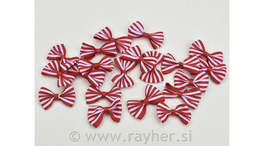 Pentlje, rdeče-bele črte, 3.5cm, set 20
