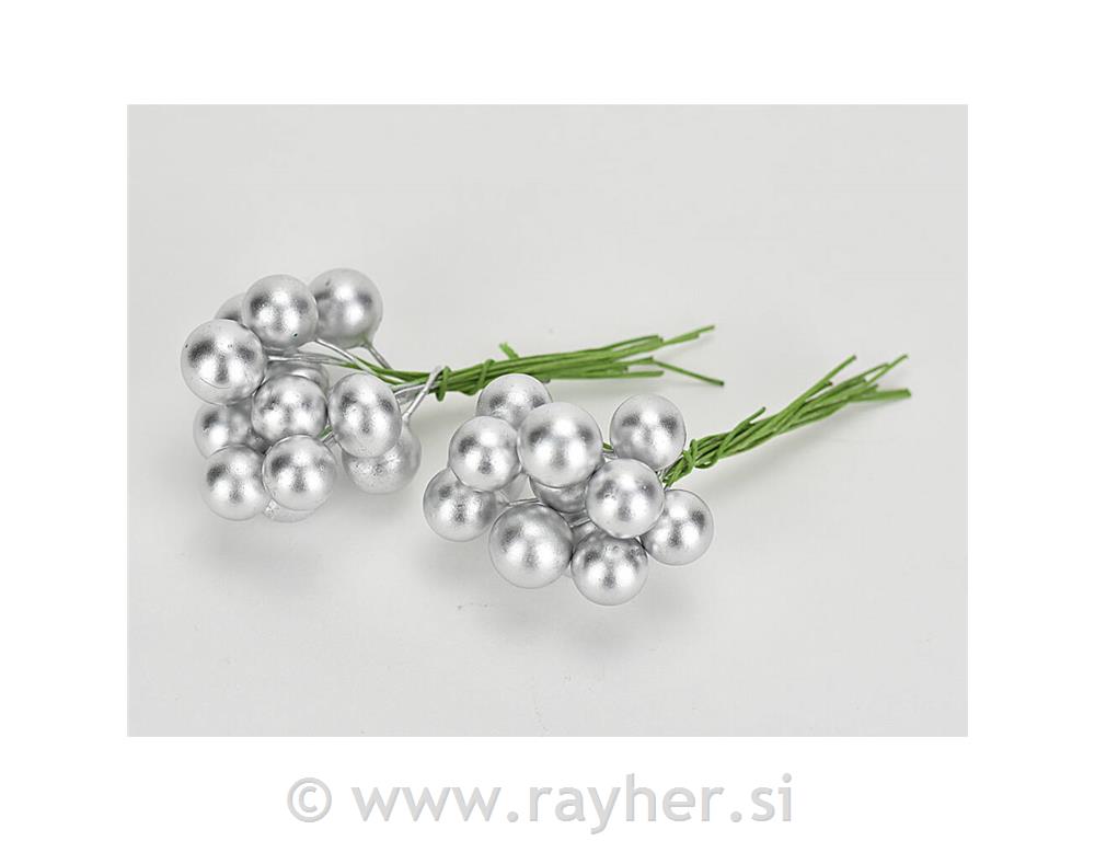 Bunkica na žici, srebrne, 1cm, set 24