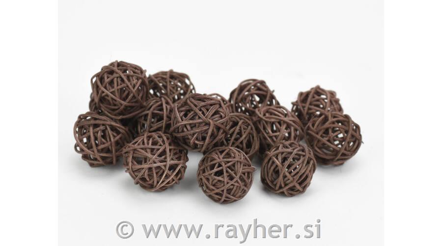 Loptice od ratana, 3cm, smeđe, set 10
