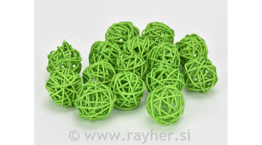 Loptice od ratana, 3cm, zelene, set 10