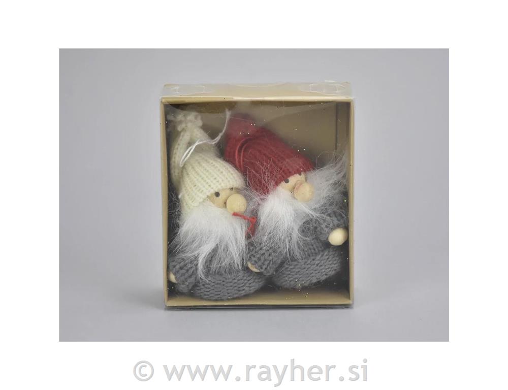 Božična palčka, set 2, siv-rdeč-bel