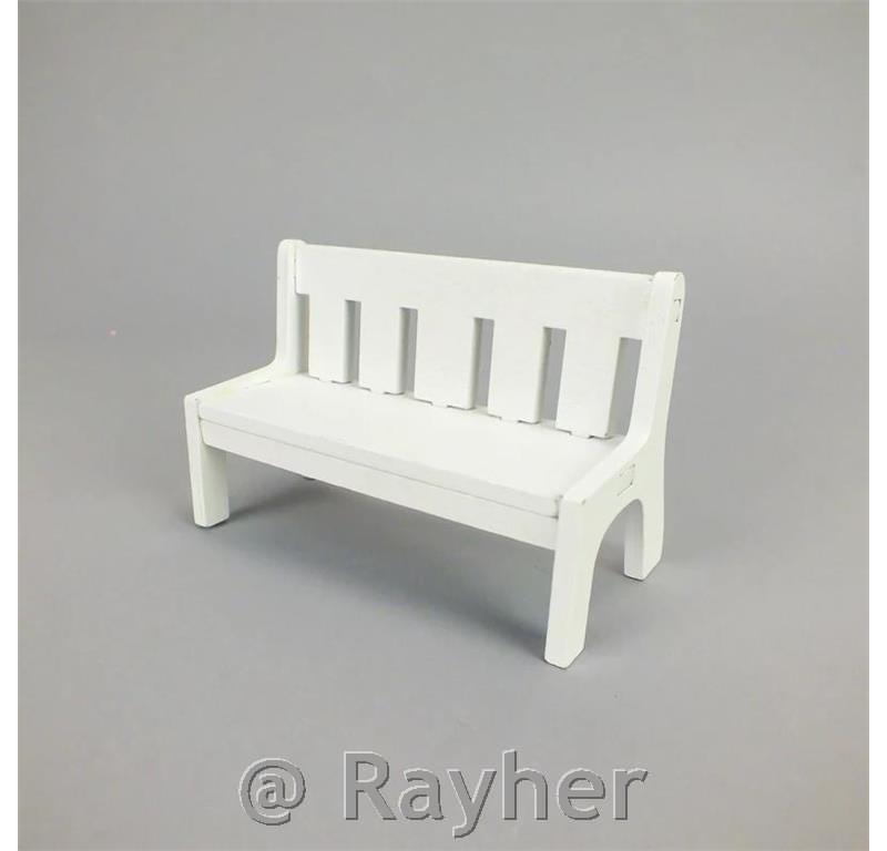 Drvena mini klupica, bijela, 10 cm