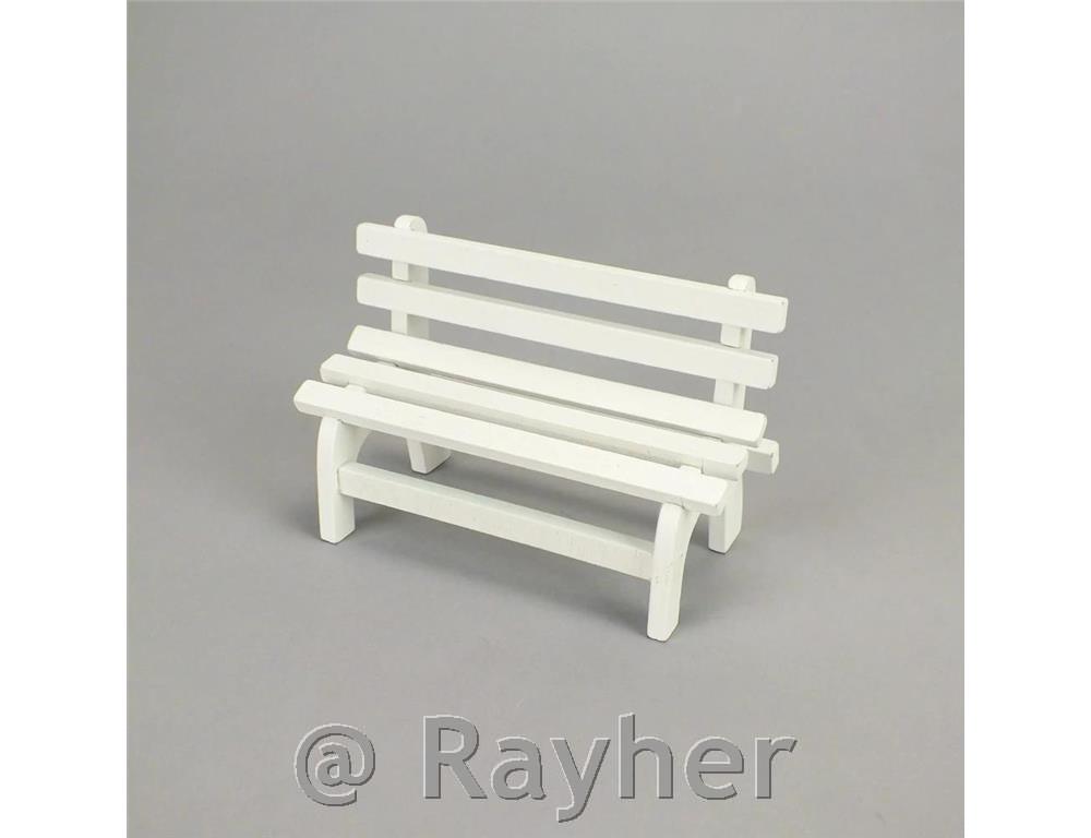 Drvena mini klupica, bijela, 11 cm