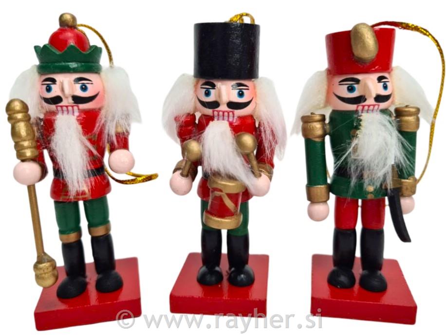 Orašar, zeleno-crveni, set 3, 8.2cm
