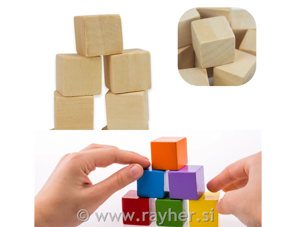 Drvene kocke, 2 cm, set od 15 kom