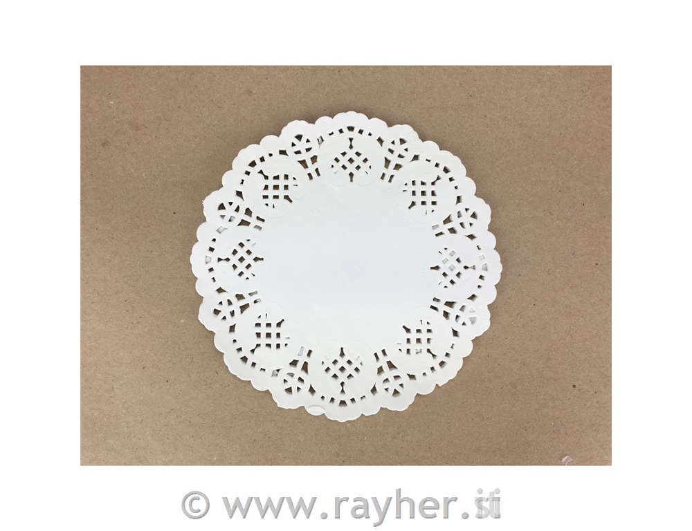 Papirnata čipka, bele, 14 cm, 36 kosov
