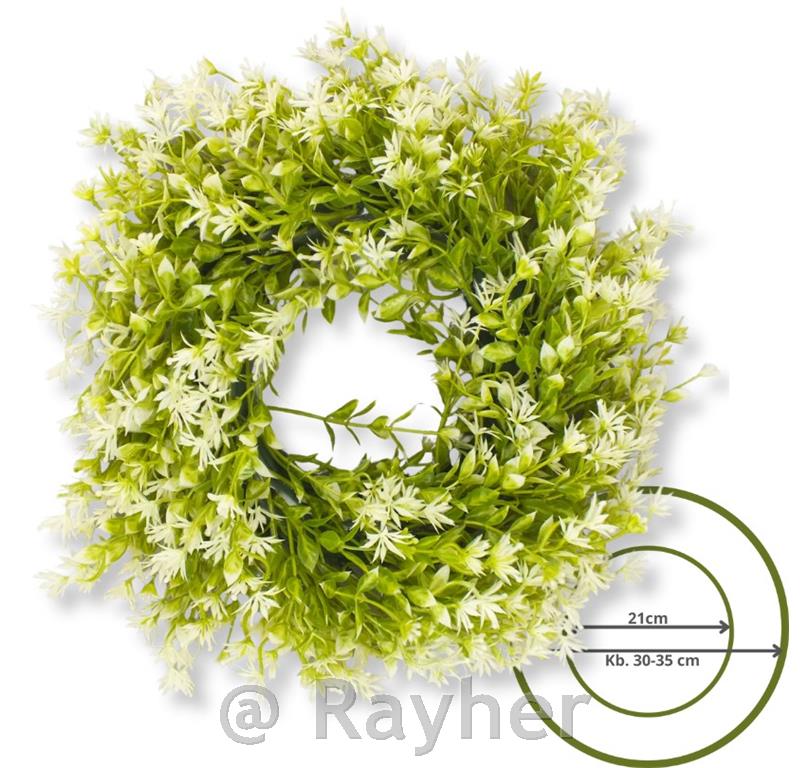 Wreath with white flowers, 33 cm