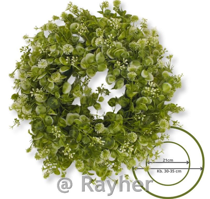 Wreath with greenery and flowers, 37 cm