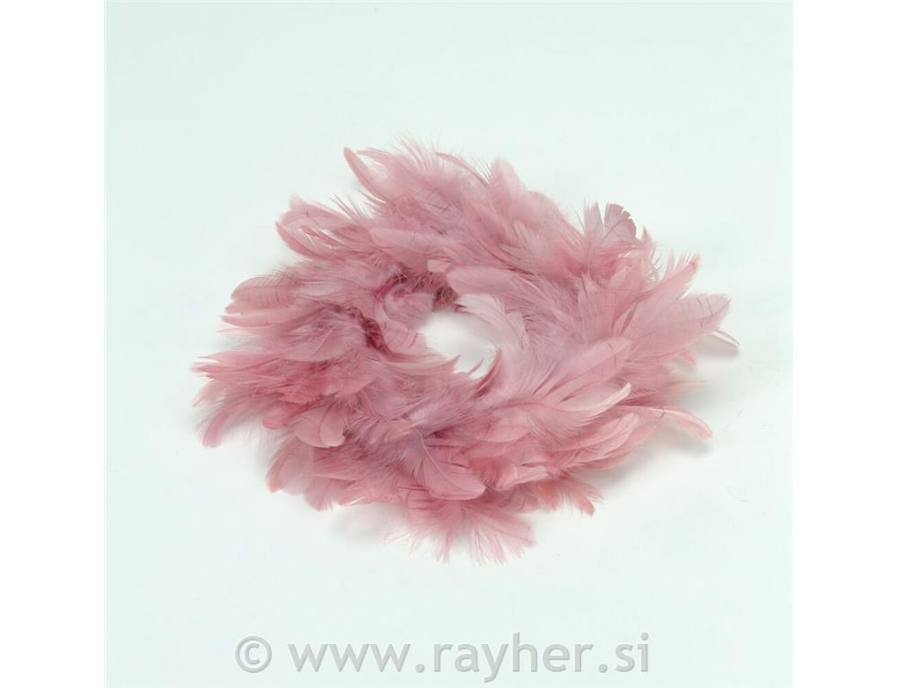 Venec iz roza perja, 18cm