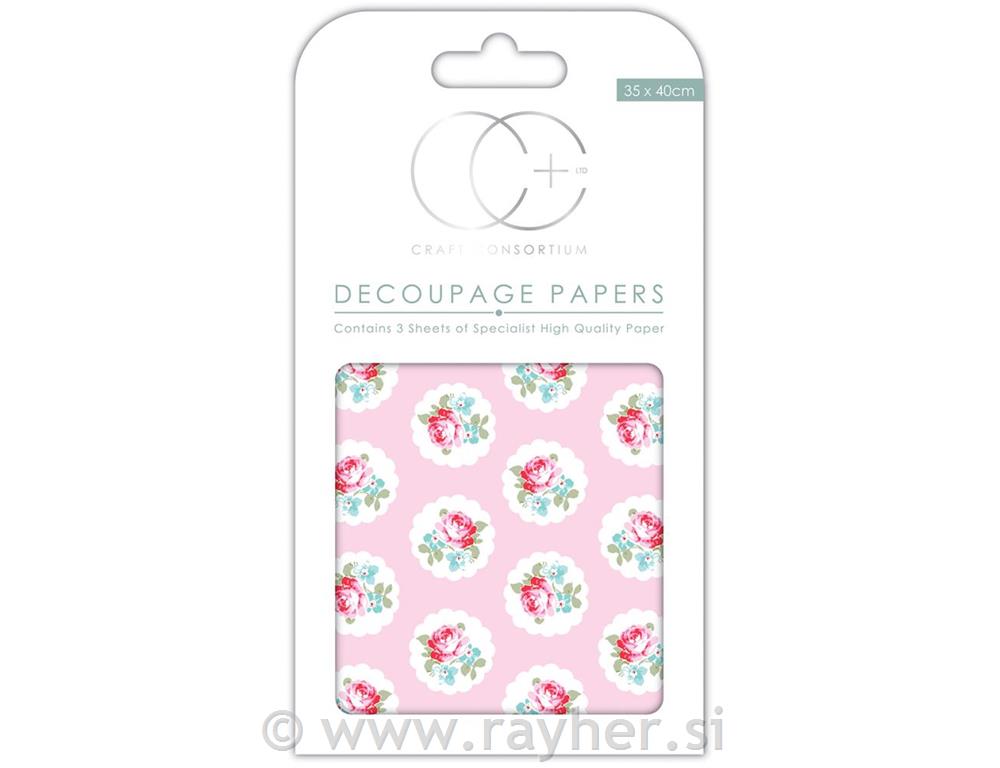 Decoupage papiri, set 3, Rose Bud