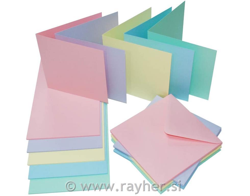OMOTNICE + ČESTITKE, SET 40, 15.2 X 15.2CM, PASTELNE BOJE