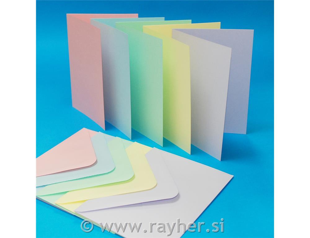Kuverte + Vizitke, set 50, C6, Pastelne barve
