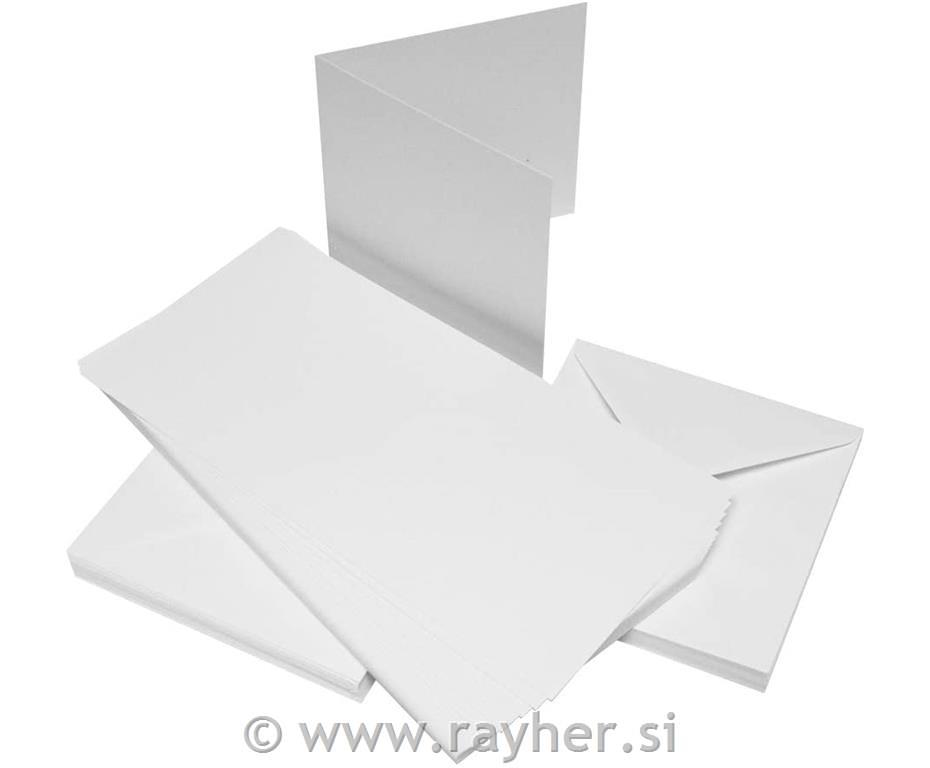 WHITE CARDS & ENVELOPES, SET 50