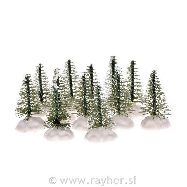 Smreke sa snježnim podlogama 4,5 cm, set
