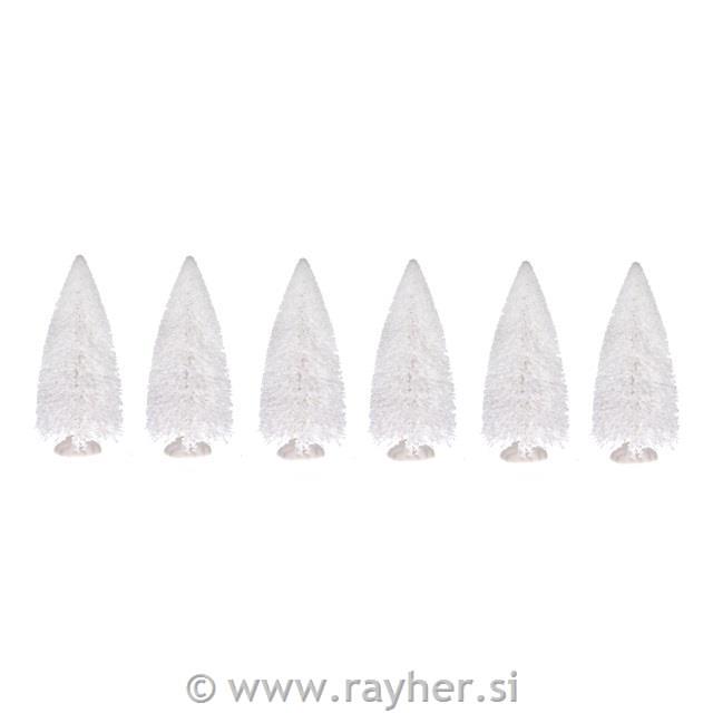 Smreke, bijele sa šljokicama, 10 cm, set