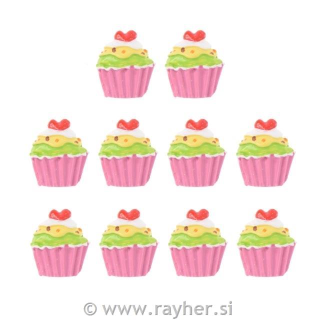 Cupcake, set 10, pink-zelene