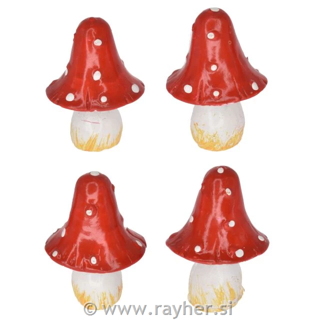 Gljive, crvena muharica 3.8cm, set 4.