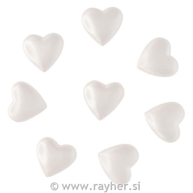 Srca, bijeli, 2.6cm, set 8