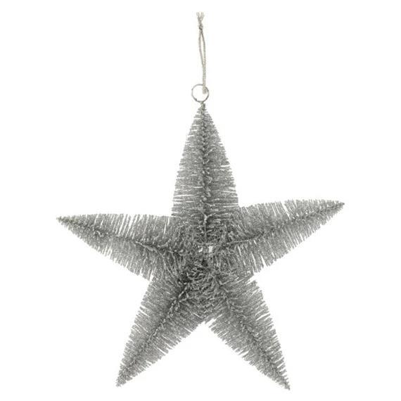 Zvijezda sa šljokicama, 16 cm, srebrna