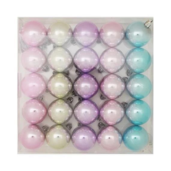 Božićne kuglice Pastel, 4 cm, set 25
