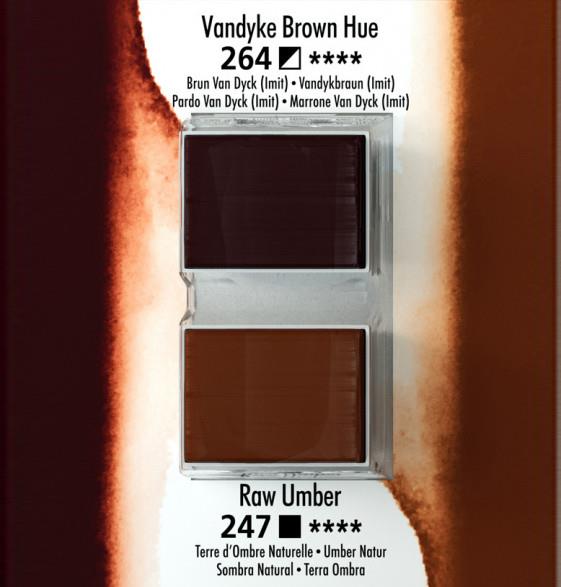 Akvarel boja, Aquafine, set 2, kocke, Vandyke brown/raw umber