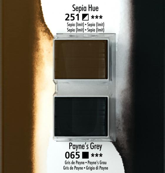 Akvarelna barva Aquafine set 2 sepia hue/paynes grey