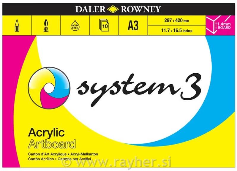 Blok za akrile System 3 ArtBook A3, 1,4 mm, 10 listov