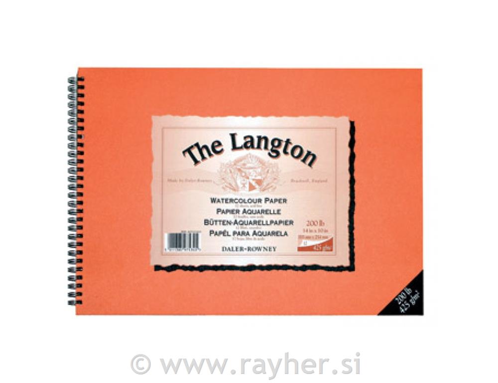 Akvarel blok, Langton, 16x12", 425 g/m2,100% pamuk, 12 listova fine strukture,